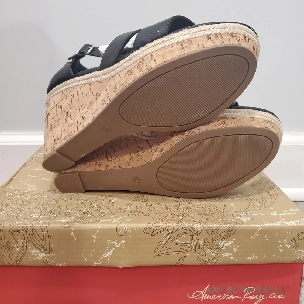NEW American Rag Tarrah Open Toe Ankle Strap Wedge